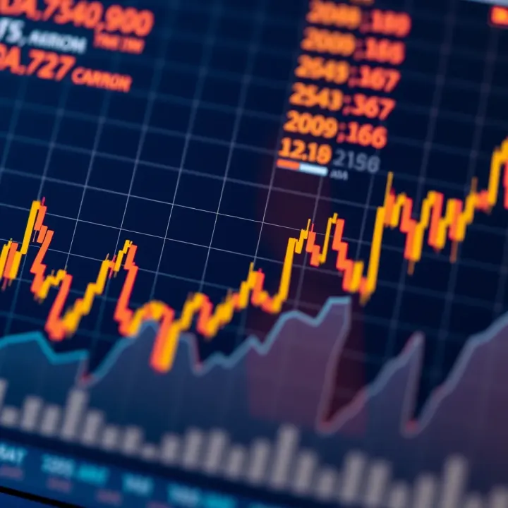 Graph showing Cardano cryptocurrency price trends with data points and growth indicators