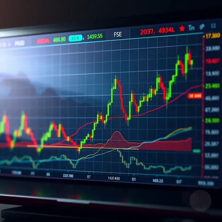 Graph displaying ADA cryptocurrency price fluctuations over time with trend indicators