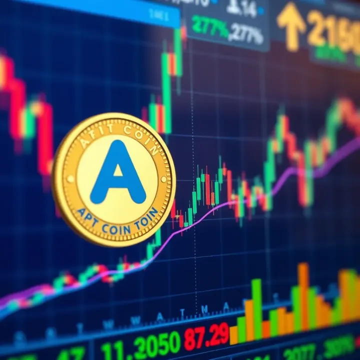 Graph showing APT Coin price movements with trend lines and market indicators