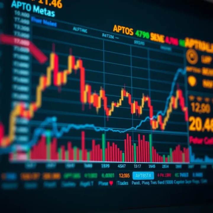 Graph depicting trends in Aptos cryptocurrency value over time with market indicators