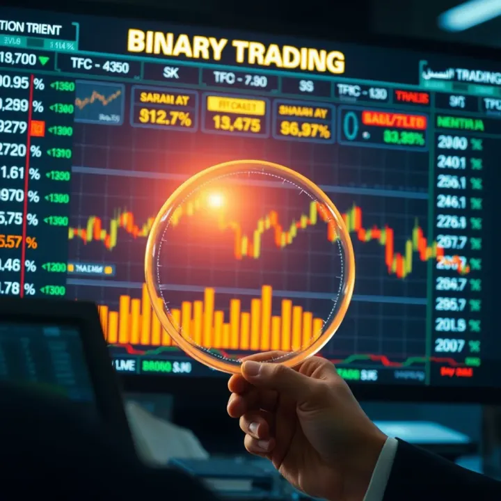 Analyzing Binary Trading Under Islamic Financial Ethics Conceptual graphic showing binary trading with risk assessment and Shariah compliance