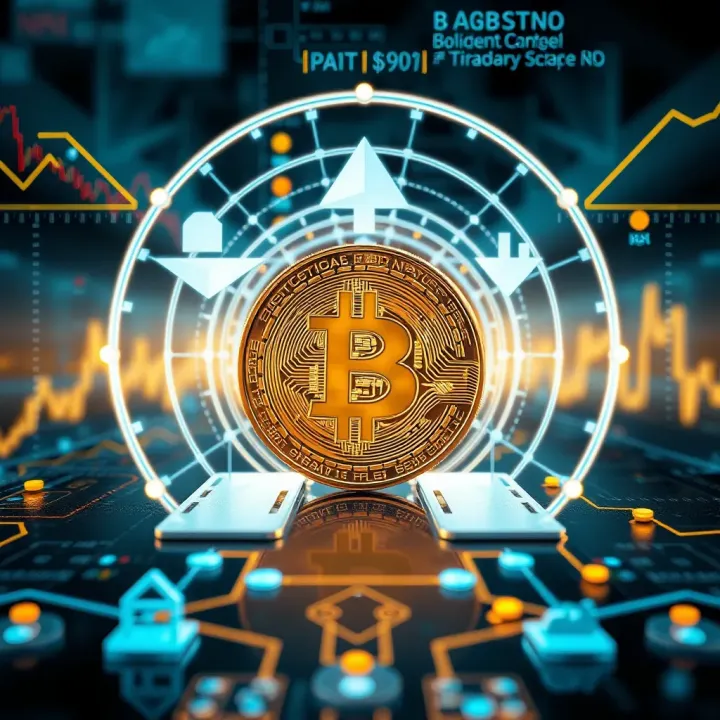 Digital representation of blockchain technology and cryptocurrency symbols