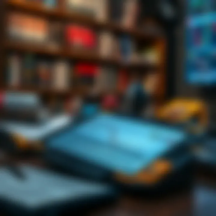 Digital device displaying a collection of trading books in PDF format