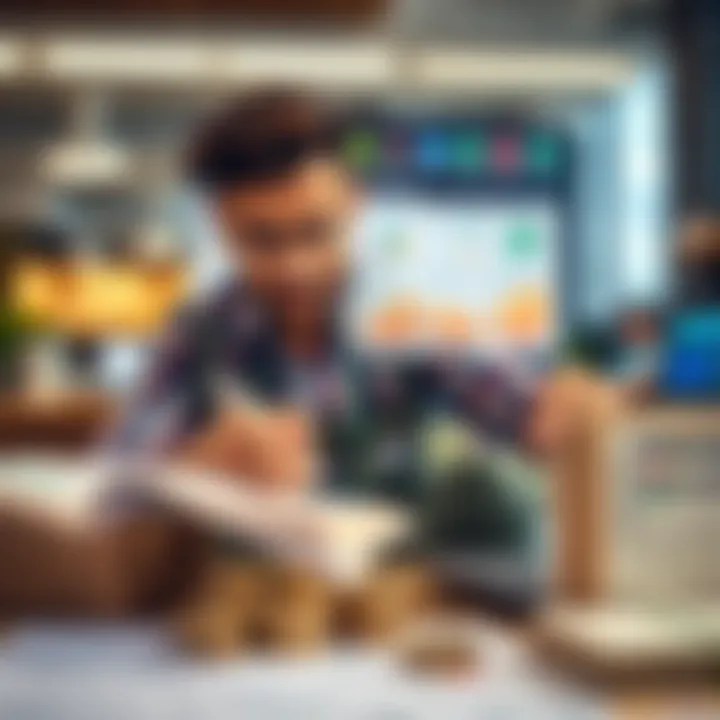 Conceptual illustration of managing extra earnings wisely with budgeting tools and financial planning