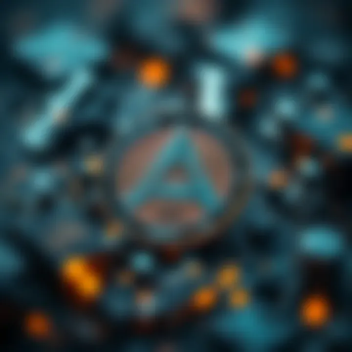 Technology Influence on Avalanche Cryptocurrency Value Conceptual representation of blockchain and technology impacting cryptocurrency valuation