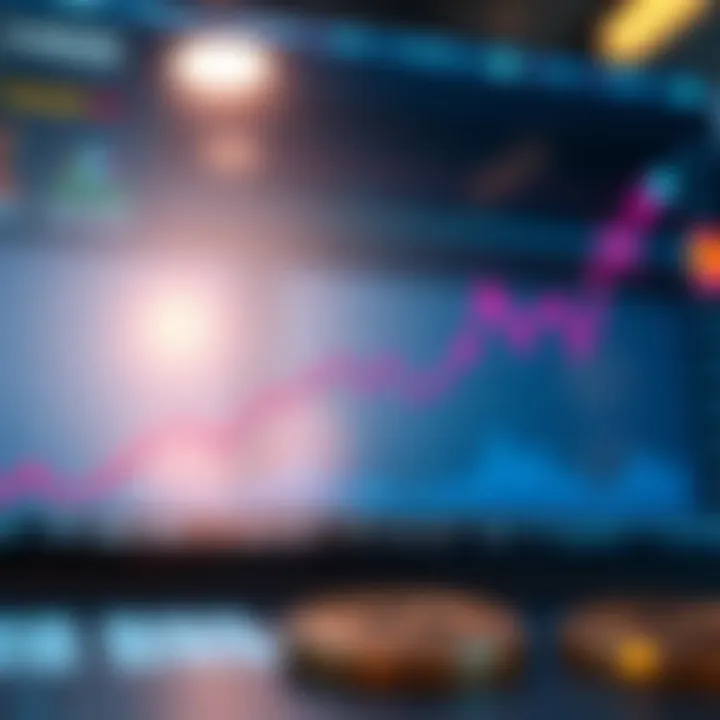 Graph showing upward and downward trends in cryptocurrency market prices