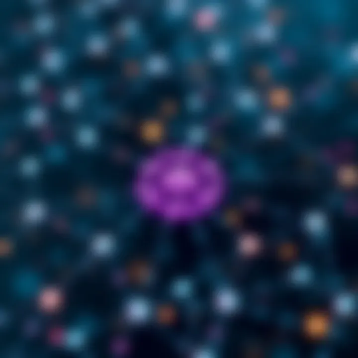 Visualization of Cardano blockchain network with technological nodes and data flow