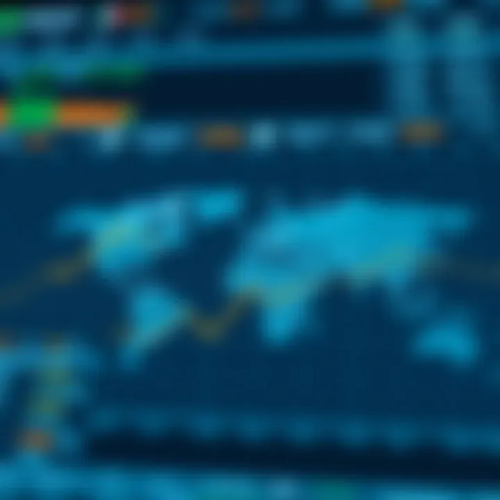 Graph showing currency stability and economic growth indicators on a global map