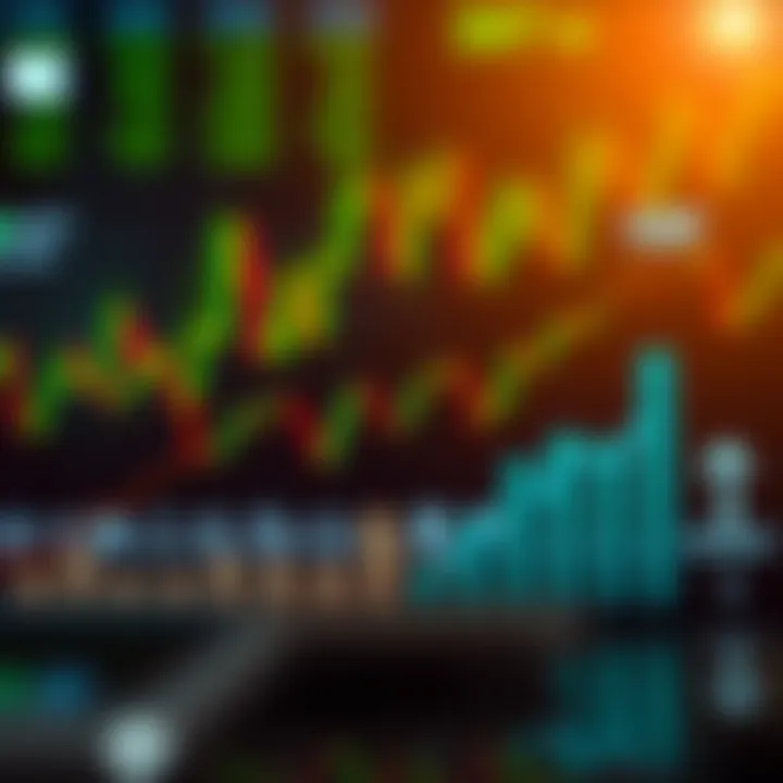 Graph showing stock market trends alongside icons representing cost, usability, and reliability