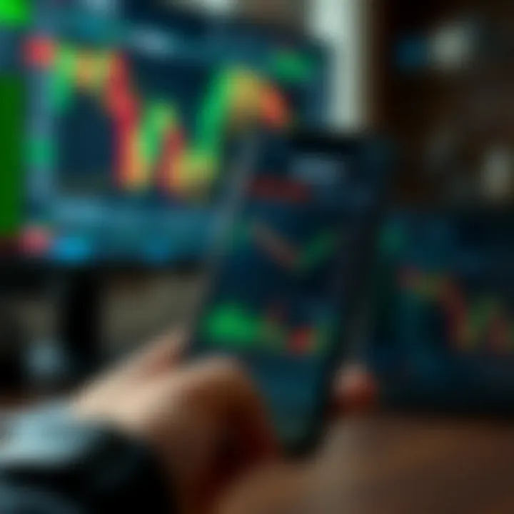 Smartphone displaying a user-friendly trading app interface with charts and indicators