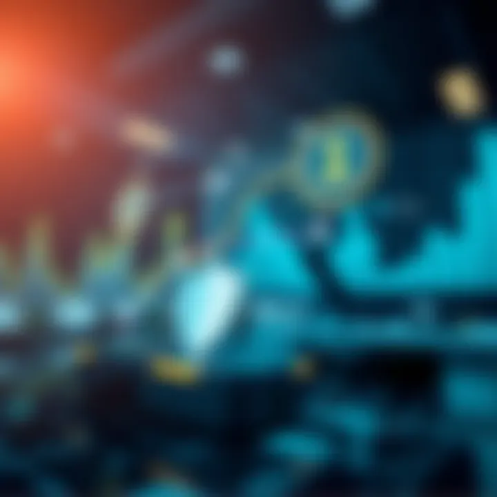 Illustration showing secure financial transactions and regulatory compliance symbols