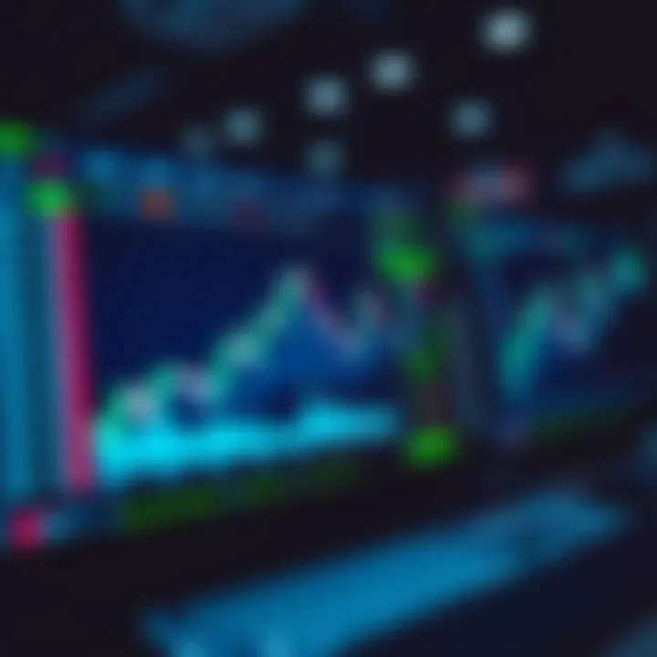 Dashboard of a trading platform showing market charts and key financial indicators