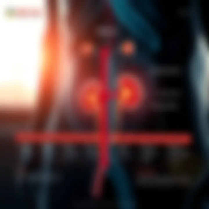 Diagram illustrating the kidneys and the stages of chronic kidney disease progression