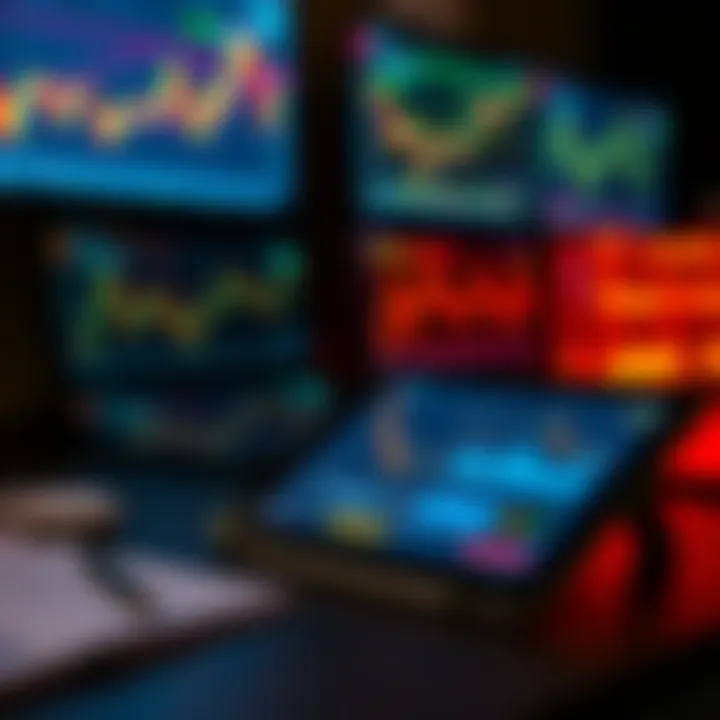 A digital tablet showcasing various financial market graphs and educational trading content