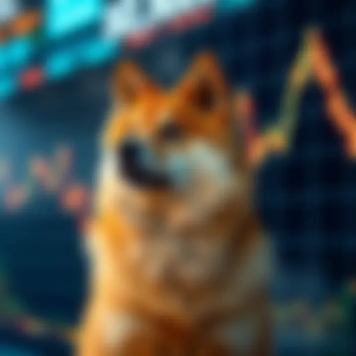 Graph displaying fluctuations in Dogecoin's market value with trend indicators