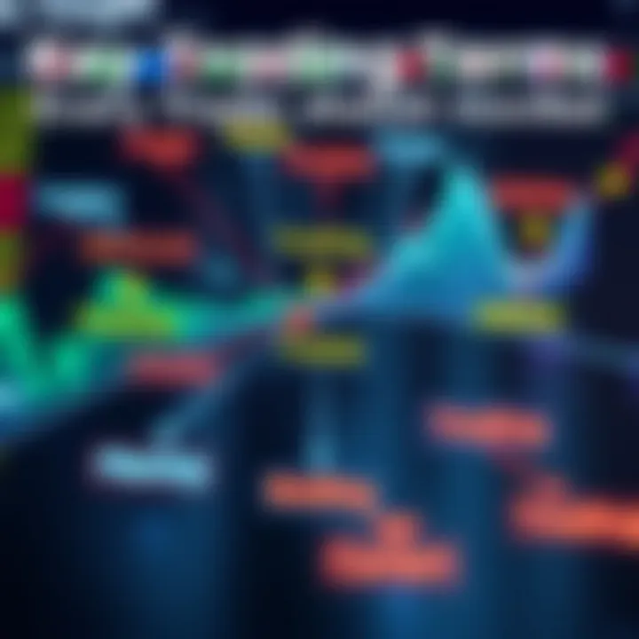 Colorful representation of various trading terms connected by lines symbolizing market relationships