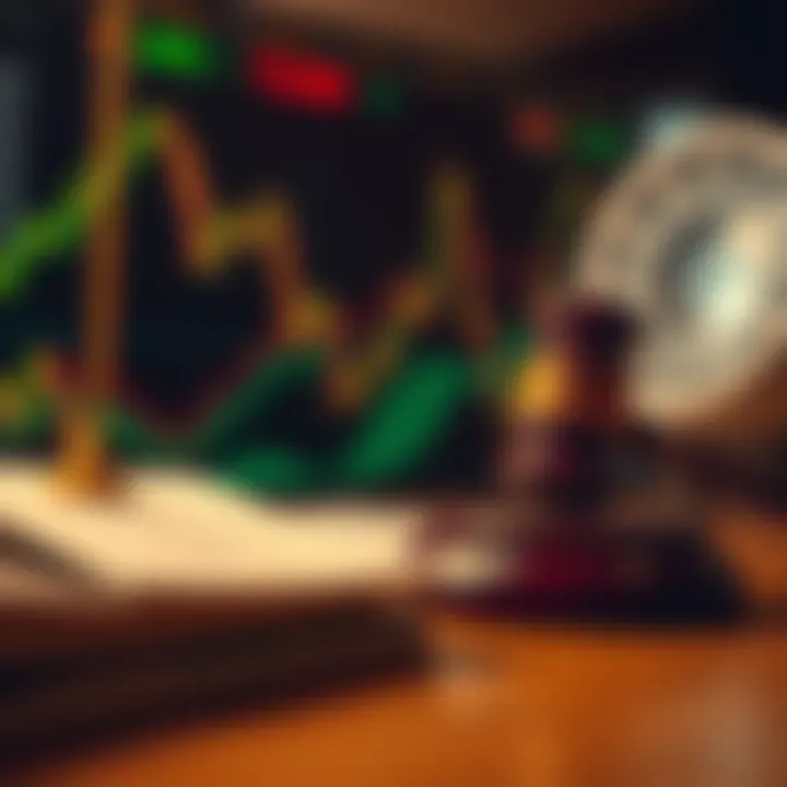 Conceptual representation of legal challenges affecting financial assets