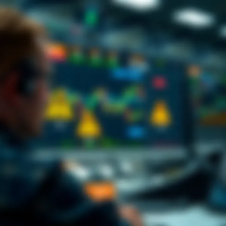 Conceptual graphic showing a trader analyzing forex charts with caution symbols highlighting potential risks