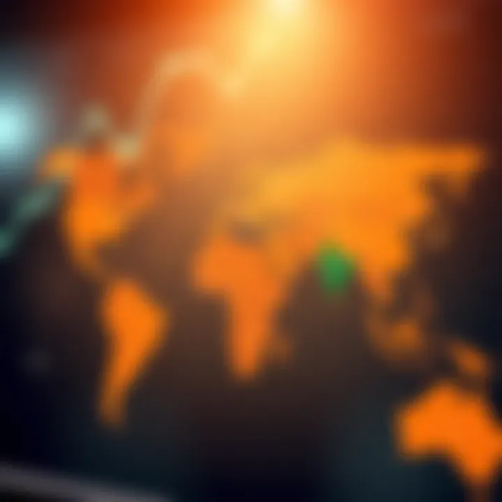 Global map illustrating political and external factors impacting currency exchange between USD and PKR