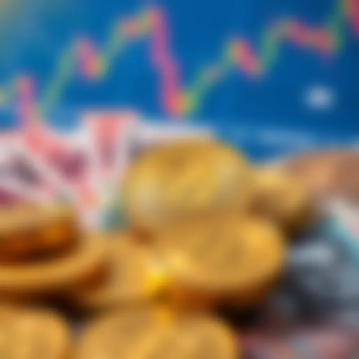 Illustration of gold coins with Pakistani currency notes indicating economic influences