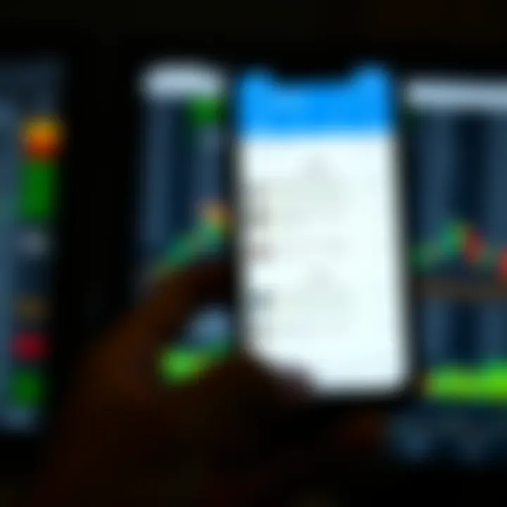 Illustration of a smartphone displaying Telegram app with various forex signal notifications