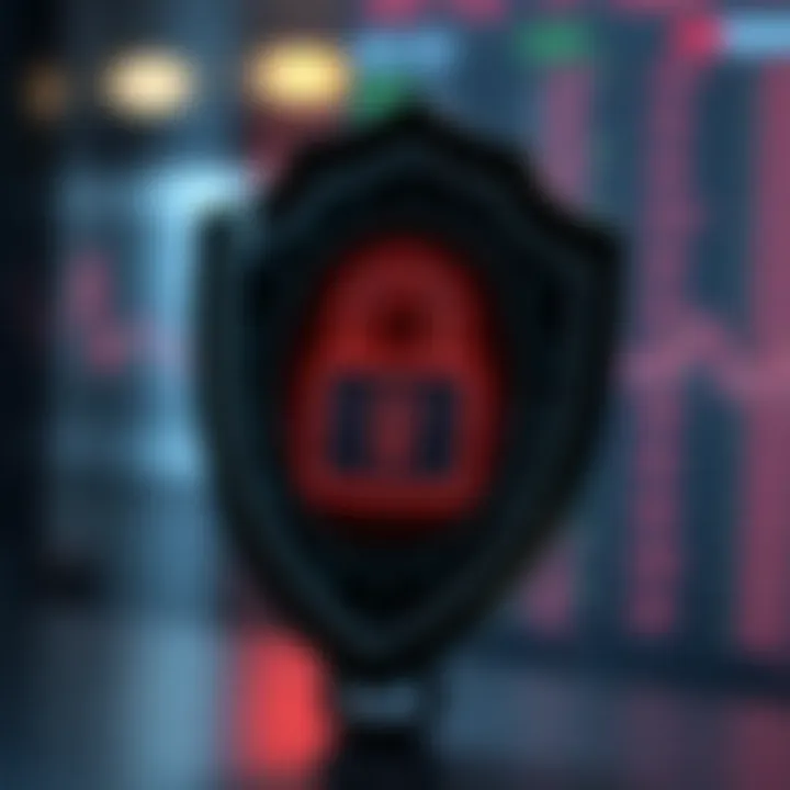 Illustration of security shield with digital lock symbolizing online trading safety measures