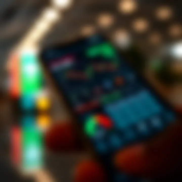 User interface showcasing various charts and trading options on a mobile device tailored for the Pakistani market