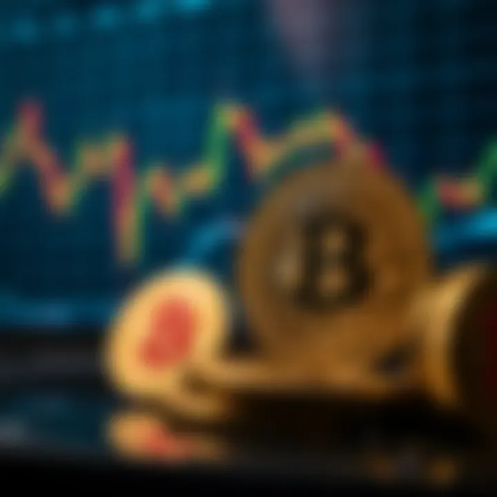 Cryptocurrency market charts and digital currency icons representing trading activities in Pakistan