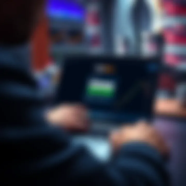 User entering credentials on Qutex login screen on a laptop