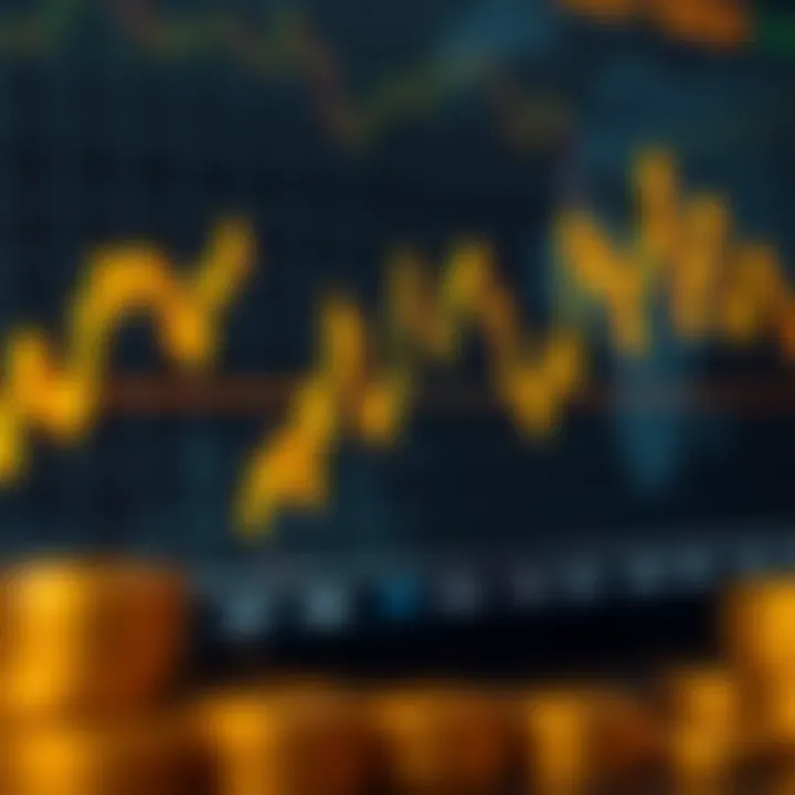 Financial Chart Showing Gold Price Movements Driven by Economic and Geopolitical Factors Financial chart displaying fluctuating gold prices influenced by economic and geopolitical factors
