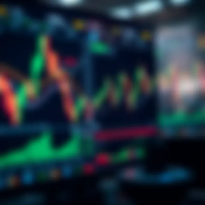 Digital interface showing trading platform with charts and market analysis tools