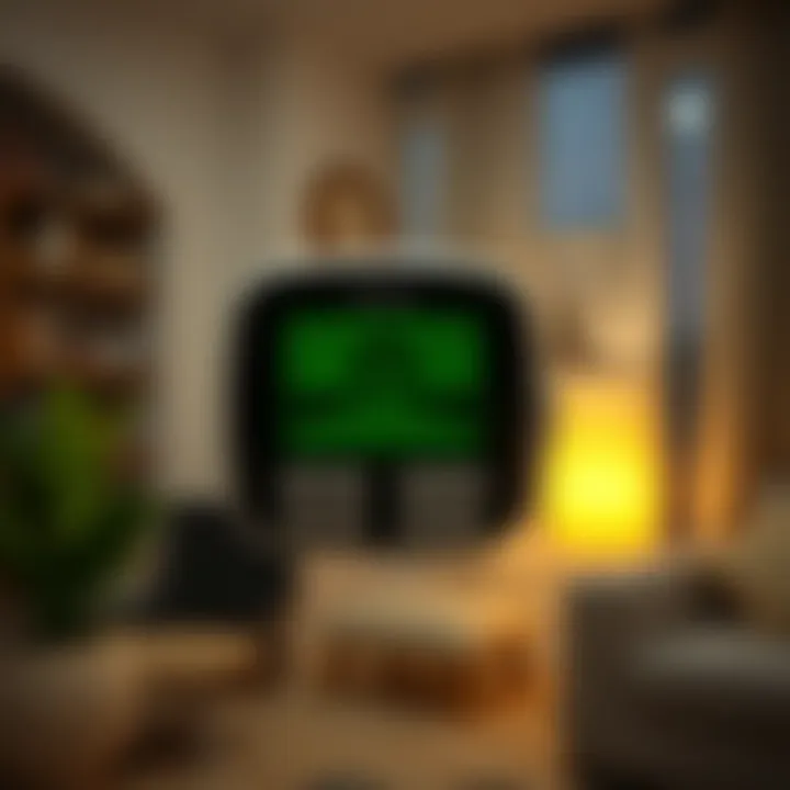 Close-up of a digital gas leak detector showing sensor readings in a residential setting