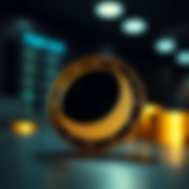 Graphic depicting a digital coin with a crescent moon symbolizing halal cryptocurrency compliance