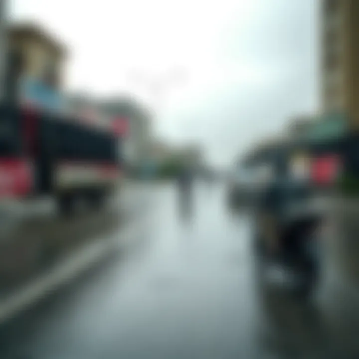 Heavy rain causing water accumulation on urban roads in Pakistan