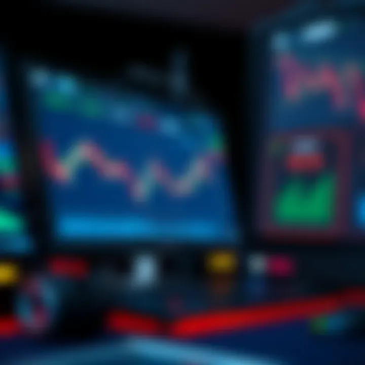 Graphical representation of different types of trading platforms with user interface elements