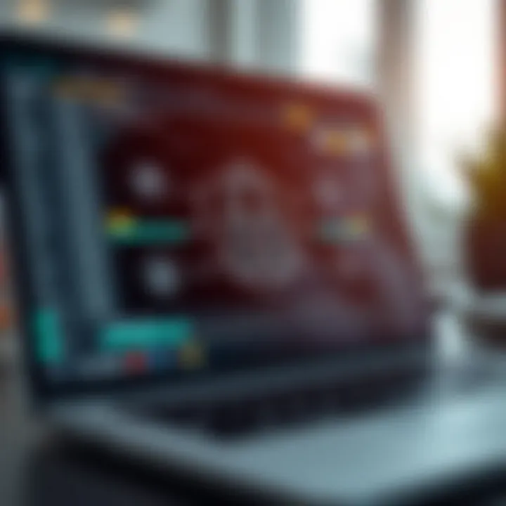 Secure Access and Data Protection in Web Trading Platforms Secure login screen with encrypted data protection symbols on a laptop