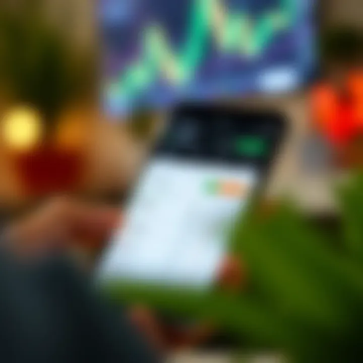 Mobile device showing cTrader app with live market data and trading options