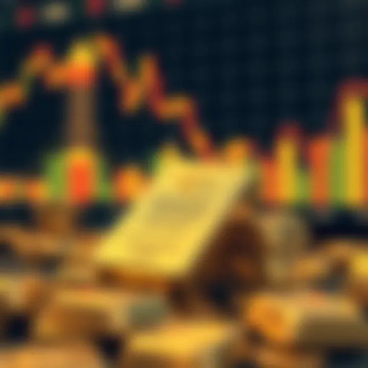 Illustration of gold bars with economic indicators in the background representing market analysis in Pakistan