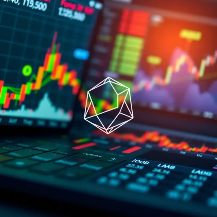 Illustration of market analysis with charts and forecasts related to Cardano's ADA token