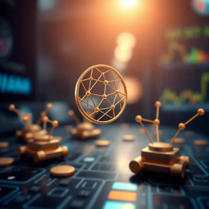 Cardano Blockchain Technology and Market Impact Illustration of blockchain network nodes symbolizing Cardano's technological advancements