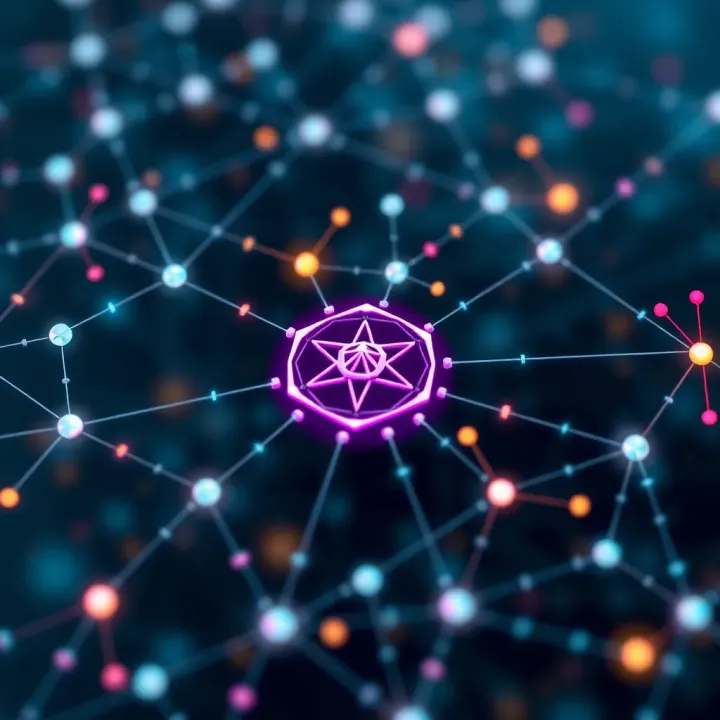 Visualization of Cardano blockchain network with technological nodes and data flow