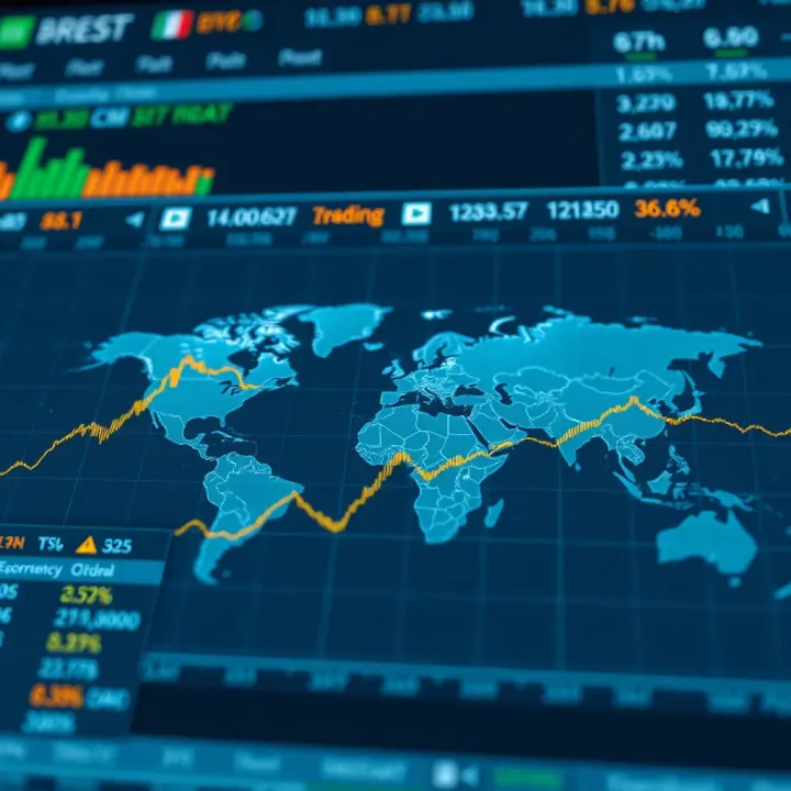 Currency Stability and Economic Growth Indicators Graph showing currency stability and economic growth indicators on a global map