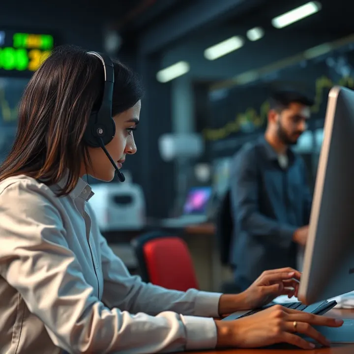 Forex Broker Customer Support for Traders in Pakistan Customer support representative assisting a client with forex trading inquiries remotely