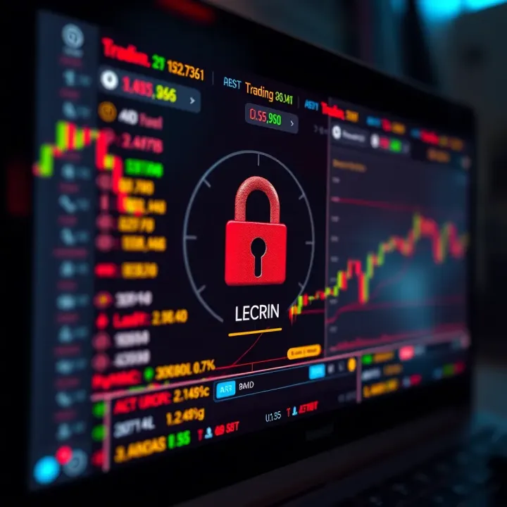 Secure login screen emphasizing encryption and user protection in online trading