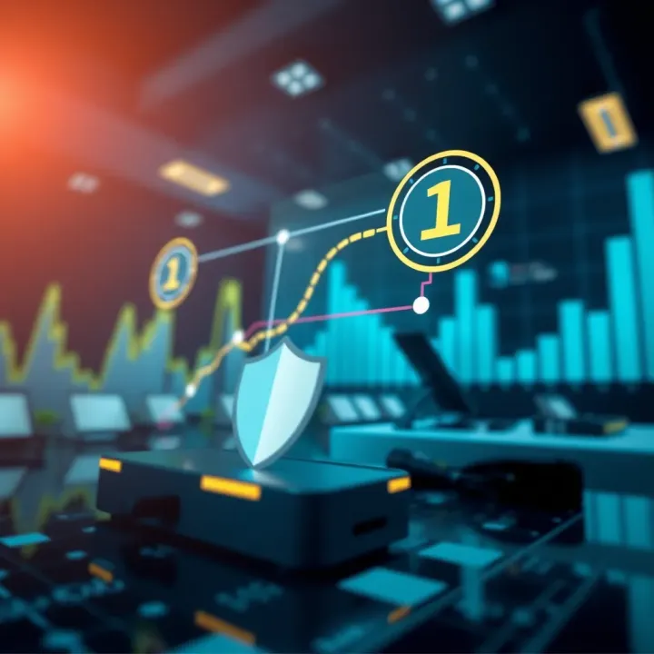 Illustration showing secure financial transactions and regulatory compliance symbols