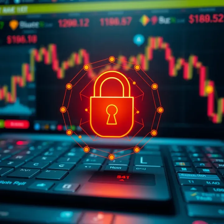 Secure digital padlock icon symbolizing strong security measures for online trading