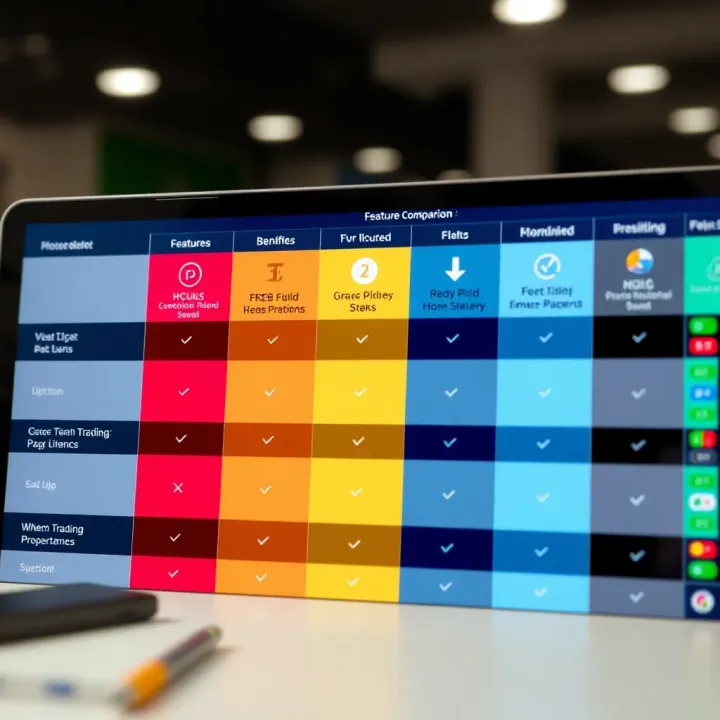 Comparison table displaying features and benefits of popular trading platforms in Pakistan