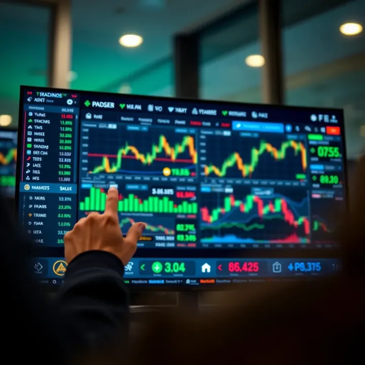 Dashboard of a trading platform showing various market charts and trading options