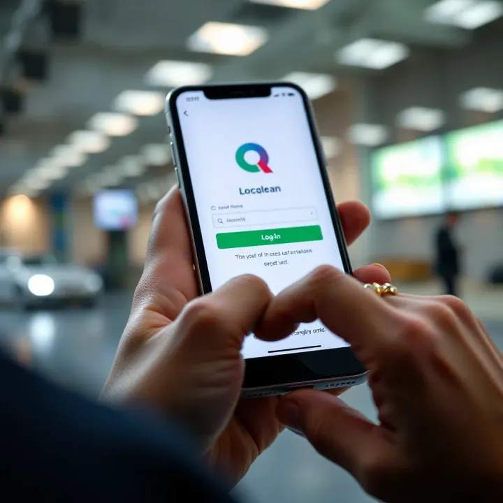 User entering login credentials on a secure mobile interface for IQ service access in Pakistan