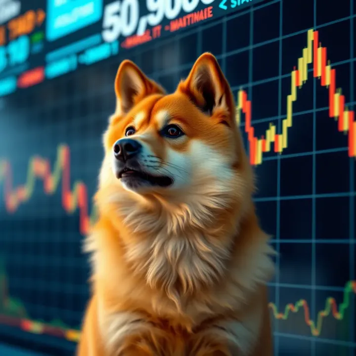 Graph displaying fluctuations in Dogecoin's market value with trend indicators